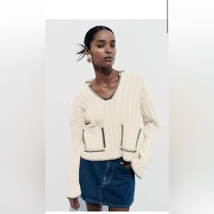 Zara Women's Cream Sweatshirt